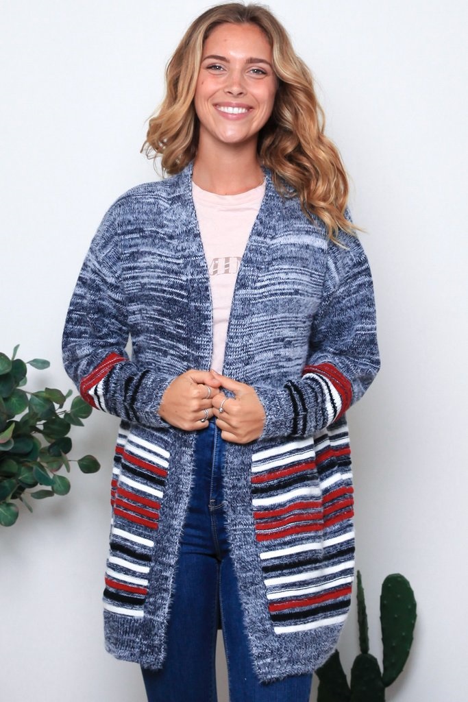 blue grey cardigan